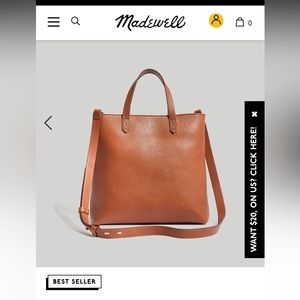 NWT Madewell zip top transport tote